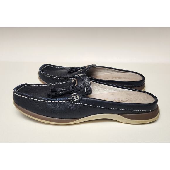 GEOX Black Leather Horsebit Buckle Slide Loafers Size US 7 - Picture 3 of 6